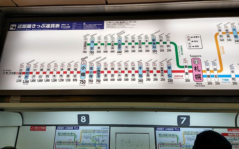 Train map Sapporo to Otaru